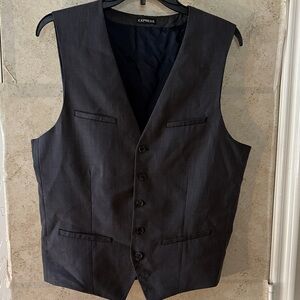 Express Men's Charcoal Pinstripe Vest
